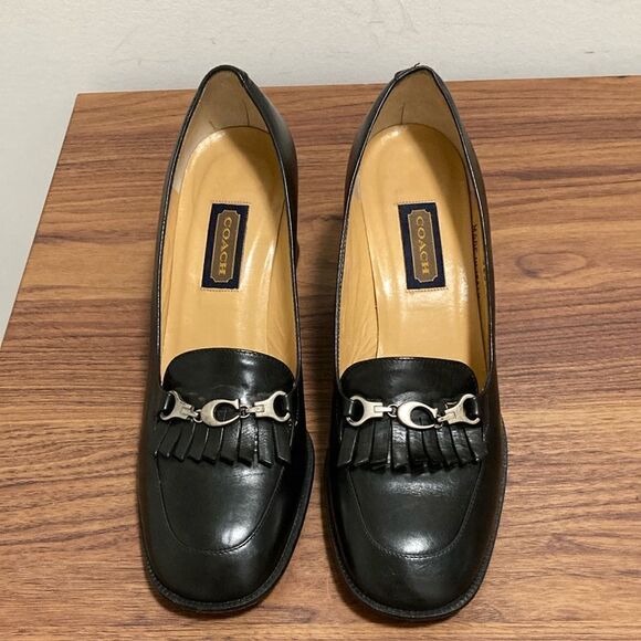 Coach Toni Logo Black Leather Pump Loafer Woman’s’ size 8M. Made in Italy. - Picture 1 of 8